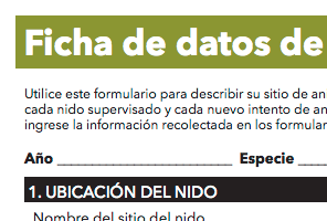 a screenshot of the spanish version of the NestWatch data sheet