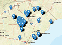 South Carolina Bluebird Society map of nests