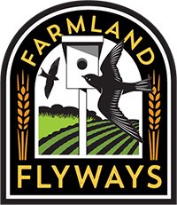 Farmland Flyways is inscribed over a farm silhouette