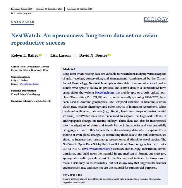 View the NestWatch Data Paper